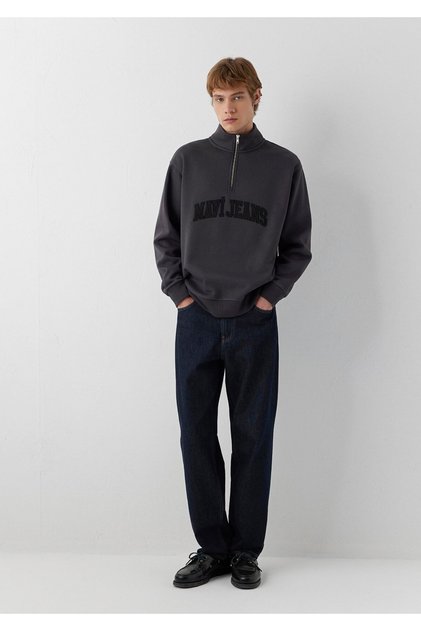 Jeans Half-Zip Anthracite Sweatshirt 0S20113-91405