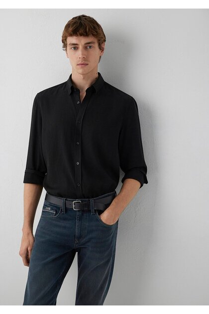 Liyosel Blended Black Shirt Regular Fit / Normal Cut 0212066-900