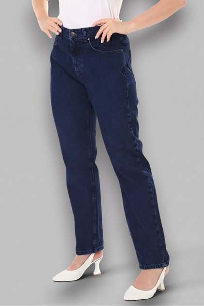 Tubular Leg High Waist Regular Fit Lycra Women's Jeans