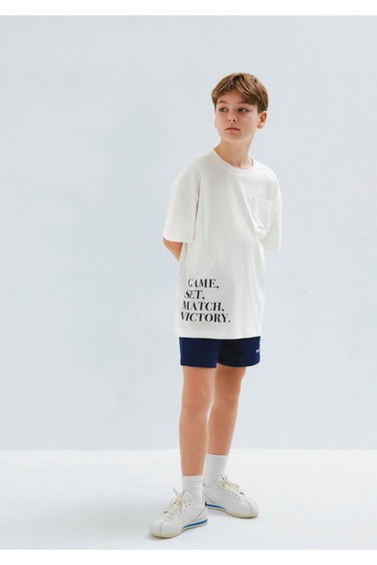 Tennis Club Printed Ecru T-Shirt Oversized / Wide Fit 6610400-70057