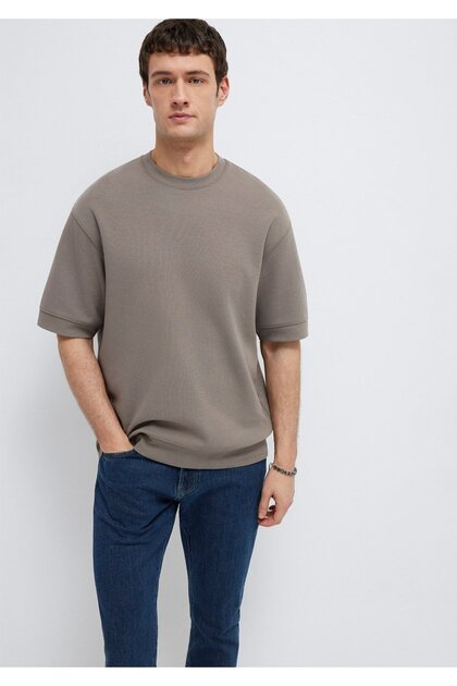 Crew Neck Brown T-Shirt Loose Fit / Relaxed Fit 0611614-87875
