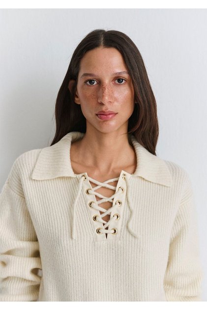 Polo Neck Ecru Sweater 1710879-80194