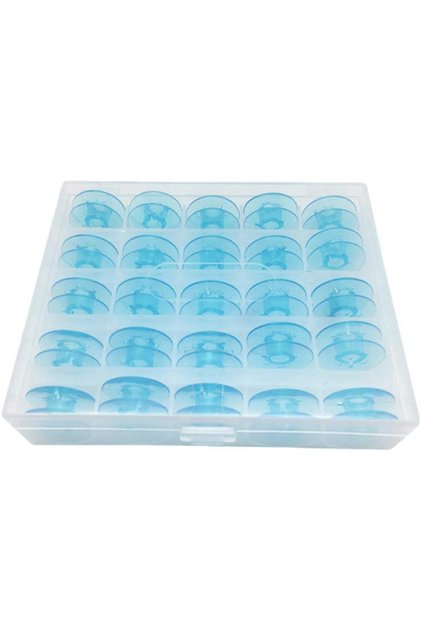 1 25 PCS/Box 9033P Blue Clear Sewing Bobbin With Storage Boxe For Pfaff 1069 6250 6270 Creative 2134