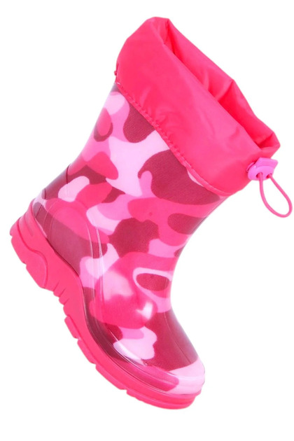 Children's Woolen Miflon Pink Camouflage Waterproof Rain Boots