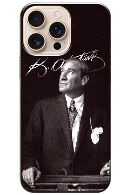 Apple iPhone 16 Pro Max Compatible Case Featuring Mustafa Kemal Atatürk (Printed)