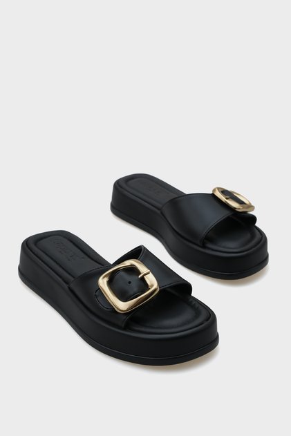 Marget Wedge Heeled Single Strap Buckle Women's Slippers