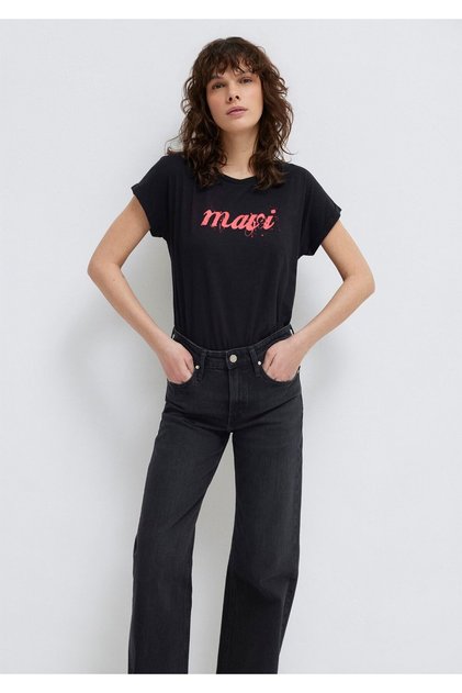 Logo Printed Black T-Shirt Slim Fit / Slim Fit 166422-900
