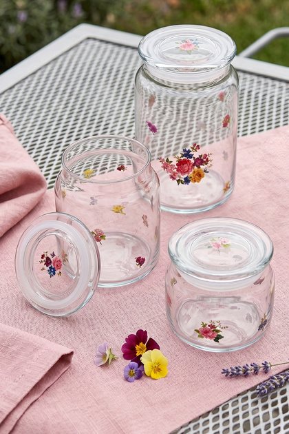 X Bengi Kurtcebe Grandma's Tableware 3-Piece Jar Set 970 Cc/ 630 Cc/ 430 Cc