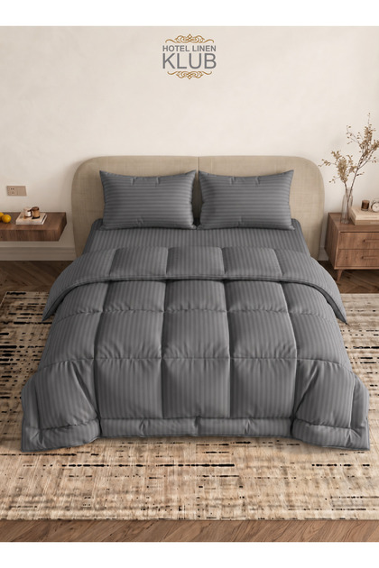 Stripe Comforter Set- Ultra Soft Brushed Microfiber Fabric, Soft Siliconized Fiber Filling