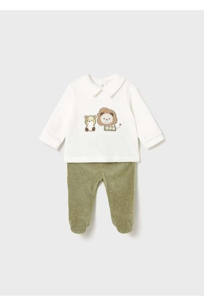 Newborn Erkek Bebek Kadife Takım Yeşil