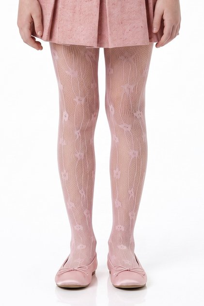 Girl's Pink Pretty Floral Fishnet Pantyhose
