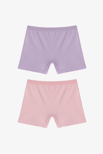 Kız Çocuk Basic 2li Çok Renkli Uzun Boxer