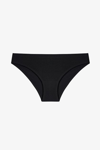 Traceless Black 24-Hour Cotton Seamless Regular Waist Slip Panties