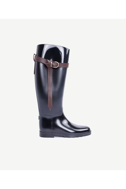 Leather Strap Detailed Rain Boots