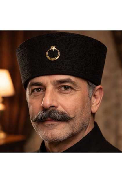 Atatürk Kalpağı Başlığı Kuvayi Milliye Gazi Şapkası Yetişkin Kadife Kumaş Gösteri