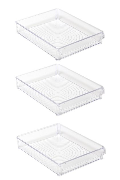 3-Piece Refrigerator Organizer Set with Storage Containers 205*280*50 mm - Transparent