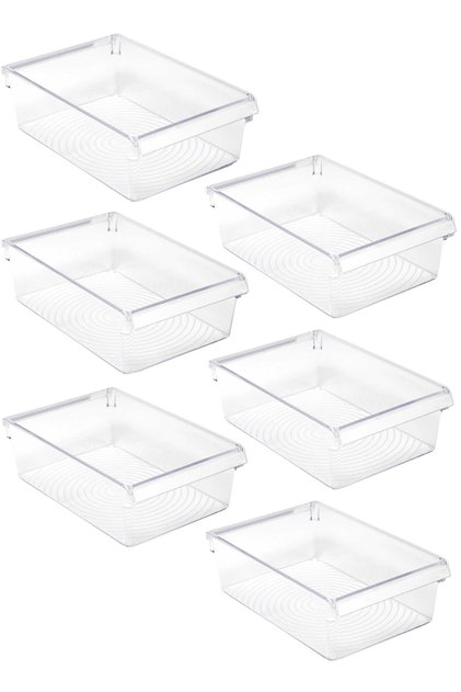 6-Piece Refrigerator Organizer Set for Inside the Cabinet Storage Containers 325*205*100 mm - Transparent