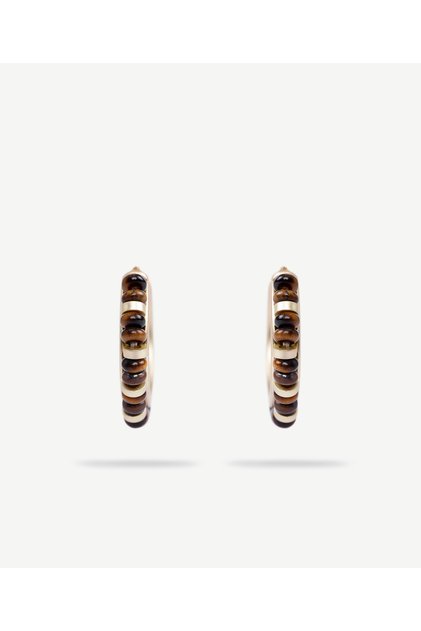 Natural Stone Detailed Hoop Earrings