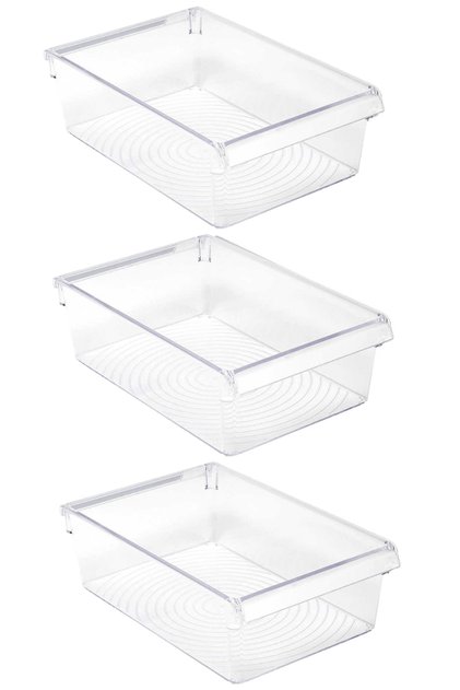 3-Piece Refrigerator Organizer Set for Inside the Cabinet Storage Container 325*205*100 mm - Transparent