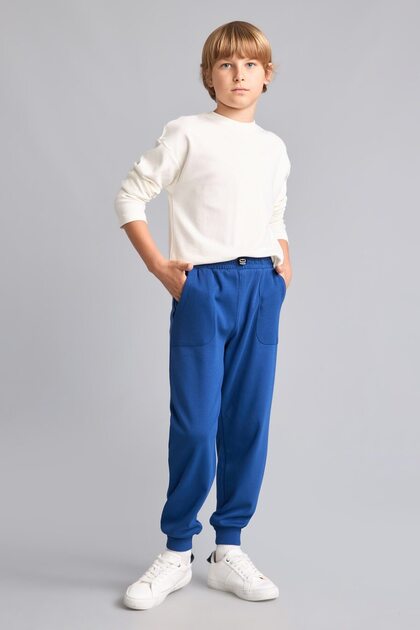 100% Cotton Jogger Fit Navy Blue Sweatpants for Boys H9233A826Au