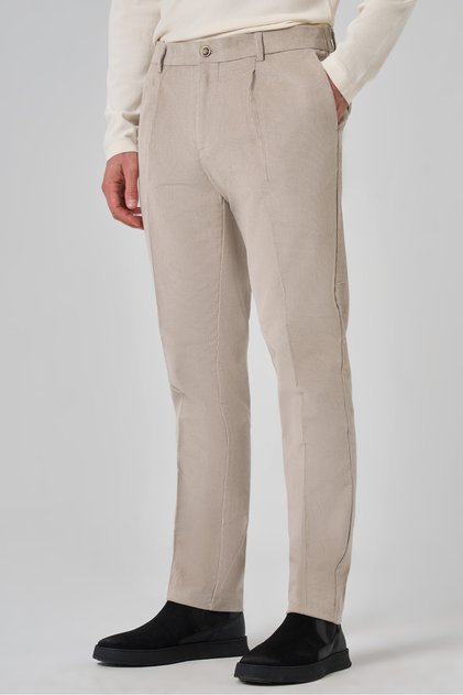 Men's Stone Cotton Trend Corduroy Elastic Slim Fit Trousers
