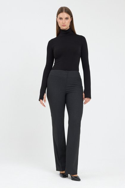 High Waist Pipe Leg Maxi Length Trousers