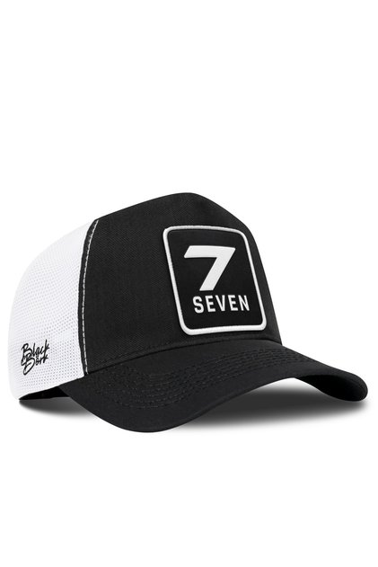 Size 7 Cordura Black-White Trucker Hat with Logo