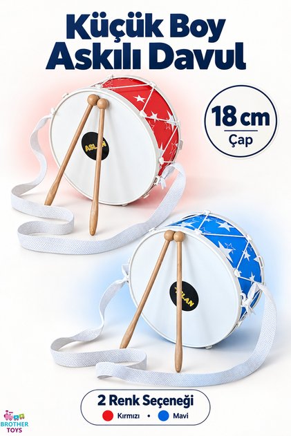 1 Adet Oyuncak Çocuk Davul Gösteri Davulu 18 Cm.