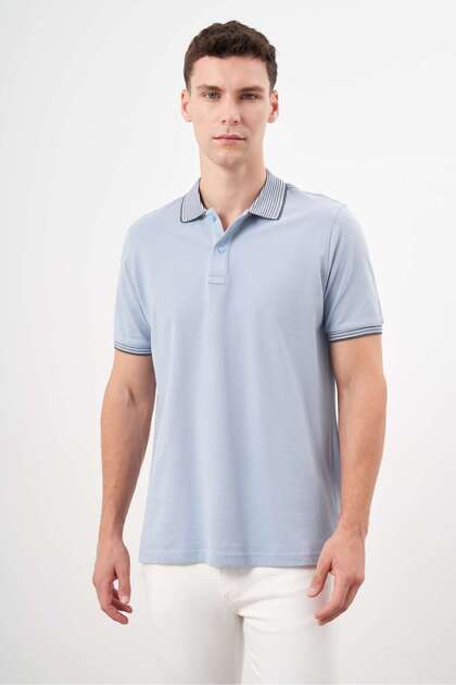 Men's A. Blue Trend Polo Neck Dynamic Fit T-Shirt