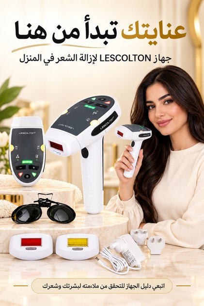جهاز إزالة الشعر بتقنية IPL - 5 مستويات طاقة للاستخدام المنزلي