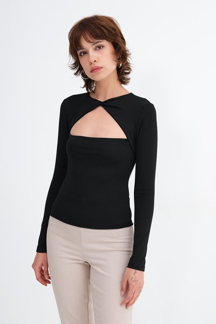 Blouse with Chest Window Detail B1149