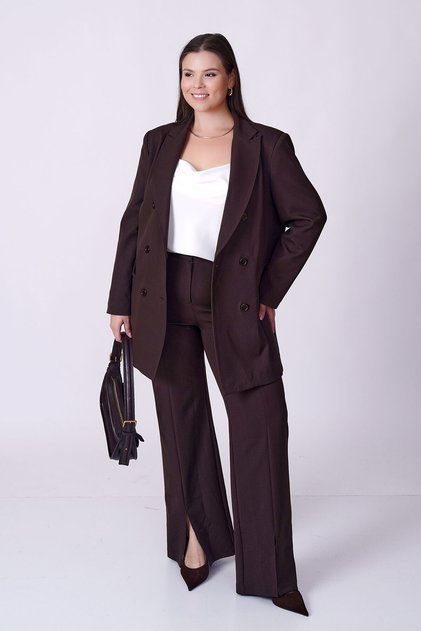 Spanish Fabric Pants with Folded Hem and Slit Detail