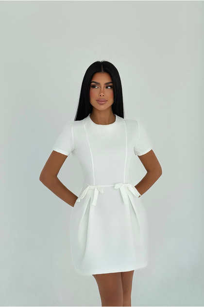 Beyaz Basic Mini Elbise ATE3145