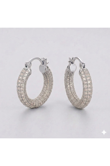 Special Series Zircon Stone Steel Hoop Earrings - Gift Boxed