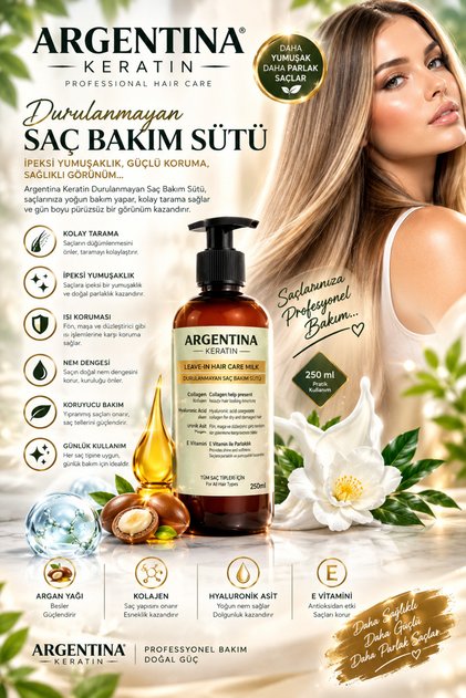 Leave-In Hair Care Milk with Collagen, Hyaluronic Acid, Keratin and Vitamin E 250 ml