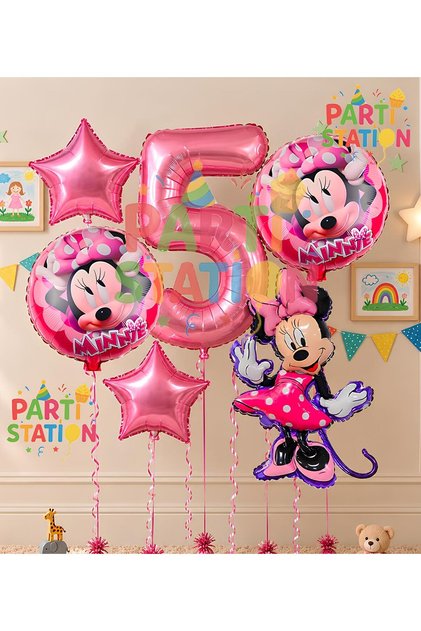 Minnie Mouse Concept Birthday Balloon Set 5 Years Old Minnie Mouse Theme Party Balloon Set