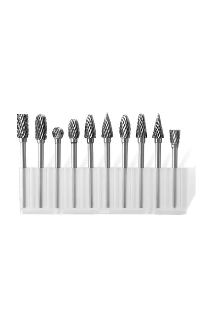 10pcs Set 10pcs Tungsten Alloy Router Bit Set | Single Flute Rotary Bits for Grinding Polishing Carv