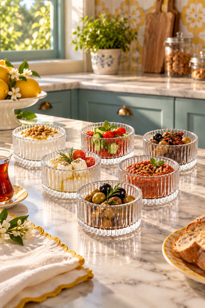 Rivoli - Set of 6 Glass Dessert Bowls, Snack Bowls, Candy Bowls, Breakfast Bowls, 10 cm