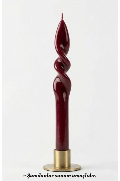 Burgulu Şamdan Mum - Bordo