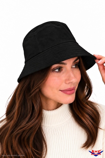 Black Color Suede Bucket Hat Basic Plain Bucket Fisherman Hat Daily Stylish Hat