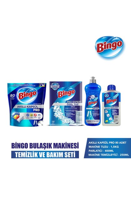 Akıllı Kapsül Pro Bulaşık Makinesi Deterjanı Tableti 80'li+Makine Temizleyici 250 ml+Tuz 1,5 K