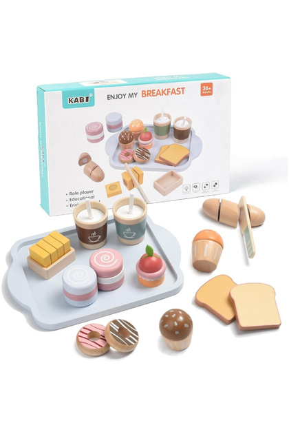 Set de jucării din lemn Mic dejun educativ Happy Breakfast, jucărie Montessori
