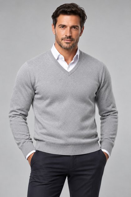 Rüya Men's 100% Cotton Knitwear V-Neck Sweater