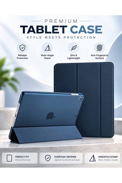 جراب حماية لجهاز iPad مقاس 10.2 بوصة مع حامل قلم يدعم شحن قلم Apple Pencil وميزة Touch ID الشفافة