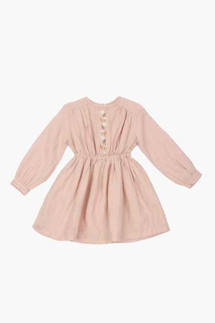 Solid Long Sleeve Waistline Dress for Infants