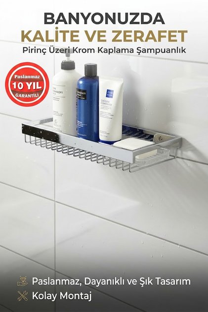 Chrome Stainless Brass Lama Kumru Shampoo Dispenser 15X25 Shampoo Dispenser Bathroom Shelf