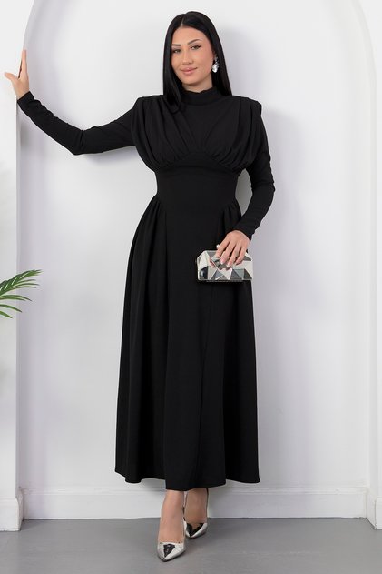 High Neck Halter Long Sleeve Dress Grs4158