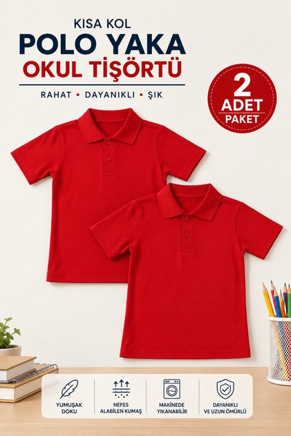 2 Pcs Girls Boys Polo Collar Short Sleeve School T-Shirts, Lacoste T-Shirt
