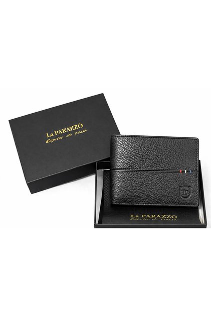 100% Genuine Leather Men’s Wallet – Premium Black Bifold with ID Window