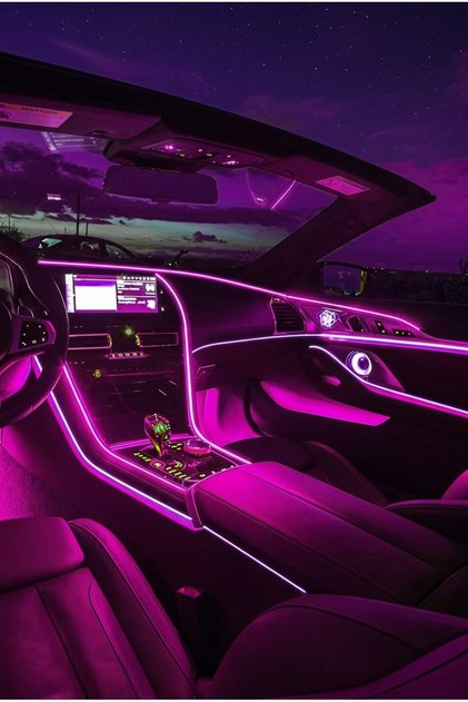 طقم إضاءة LED للسيارة - إضاءة داخلية ذكية RGB مع تحكم عبر التطبيق، ومزامنة مع الموسيقى، وجهاز تحكم عن بعد. 4 أمتار